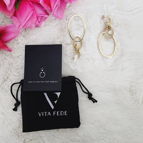 NEW Vita Fede Cassio Convertible Dangle Drop Earrings Gold Tone Metal - Picture 5 of 12